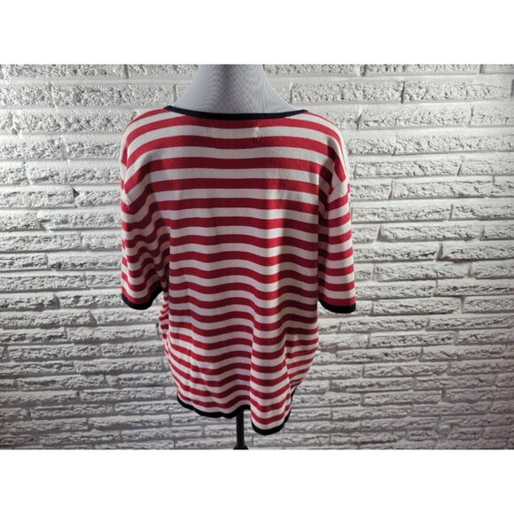 Tommy Hilfiger Women Top 3X Plus Tee Short Sleeve Knit Red Stripe STR196E - Picture 5 of 8